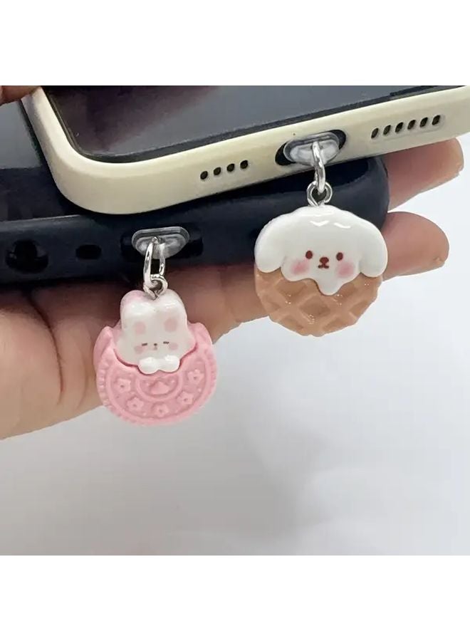 Powdered Biscuit Rabbit DIY Resin Cartoon Cookie Animal Phone Dust Plug For Type C - Image 3